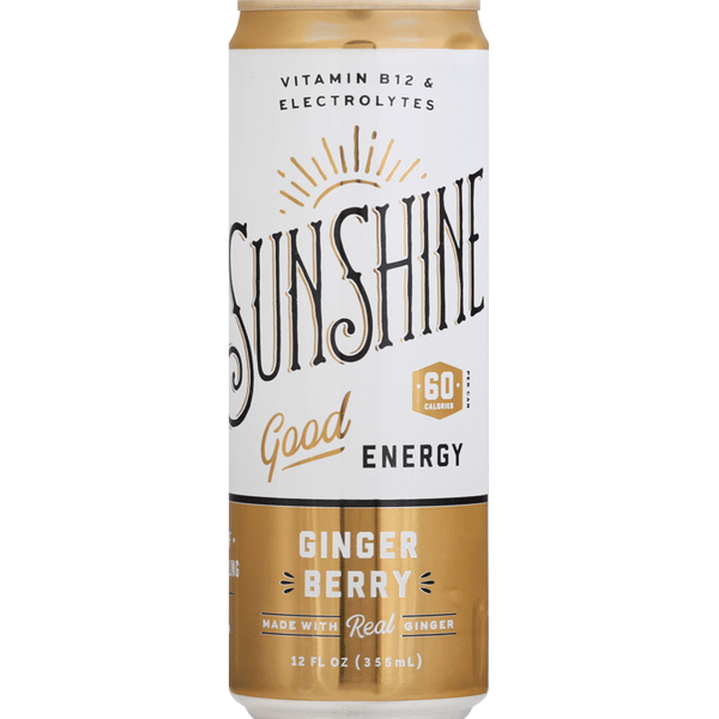 Sunshine Energy Drink, Ginger Berry (12 oz) Instacart