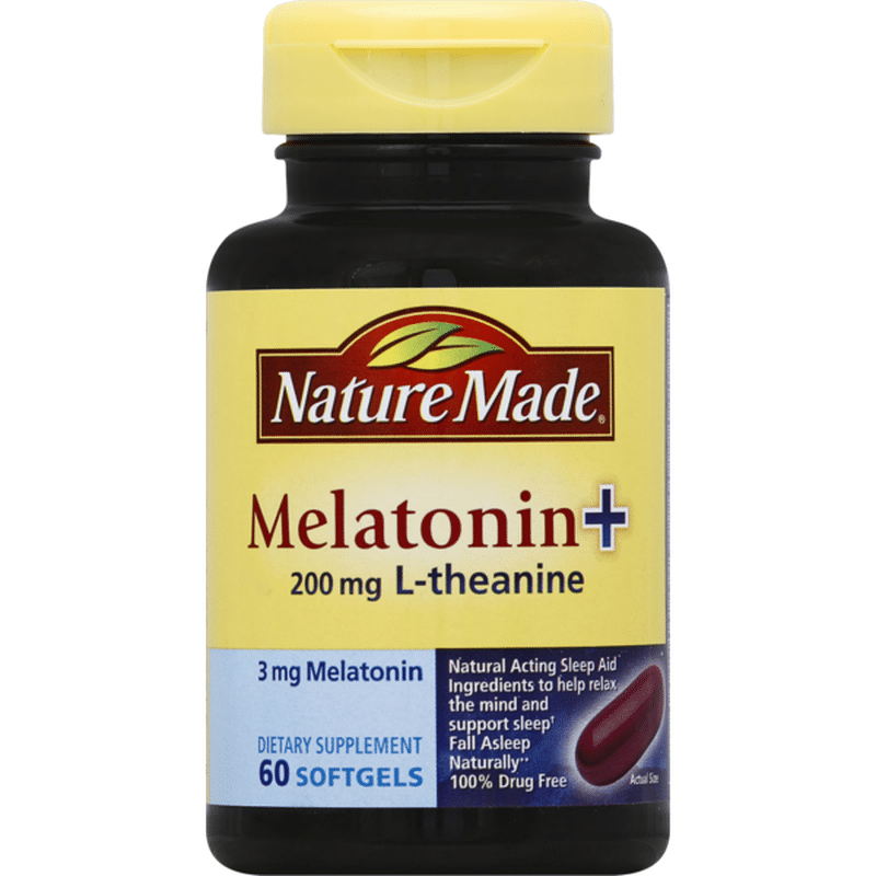 Nature Made Melatonin 3 Mg With 200 Mg L Theanine Softgels 60 Ct