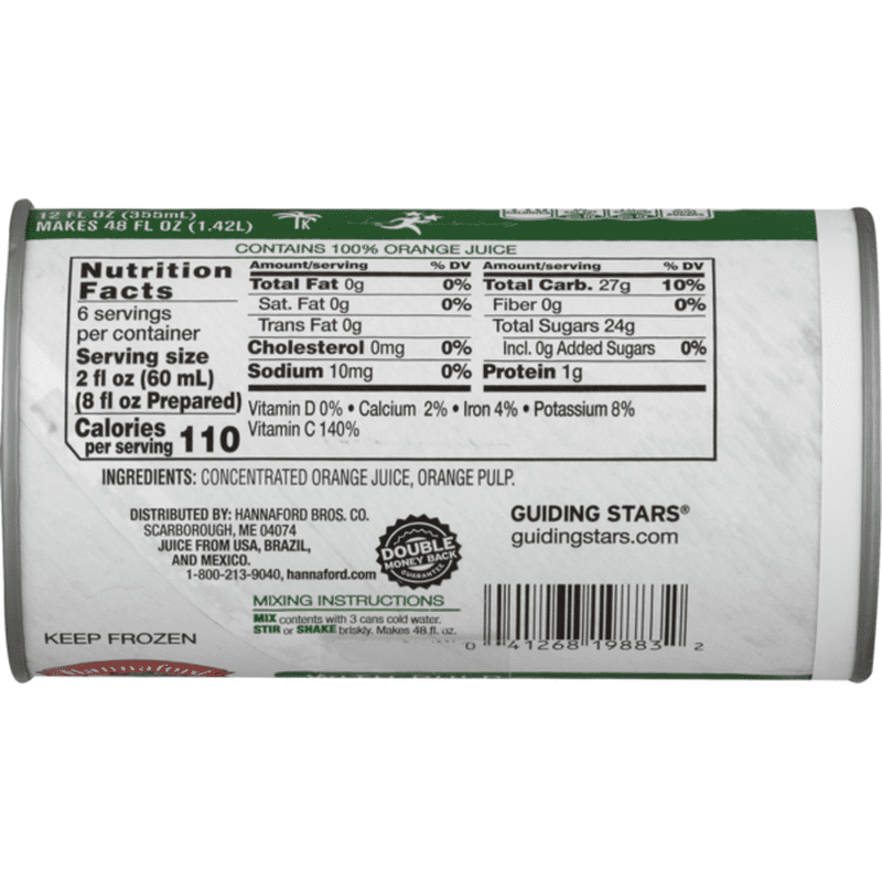 Hannaford Frozen Orange Juice with Pulp (12 fl oz) Instacart