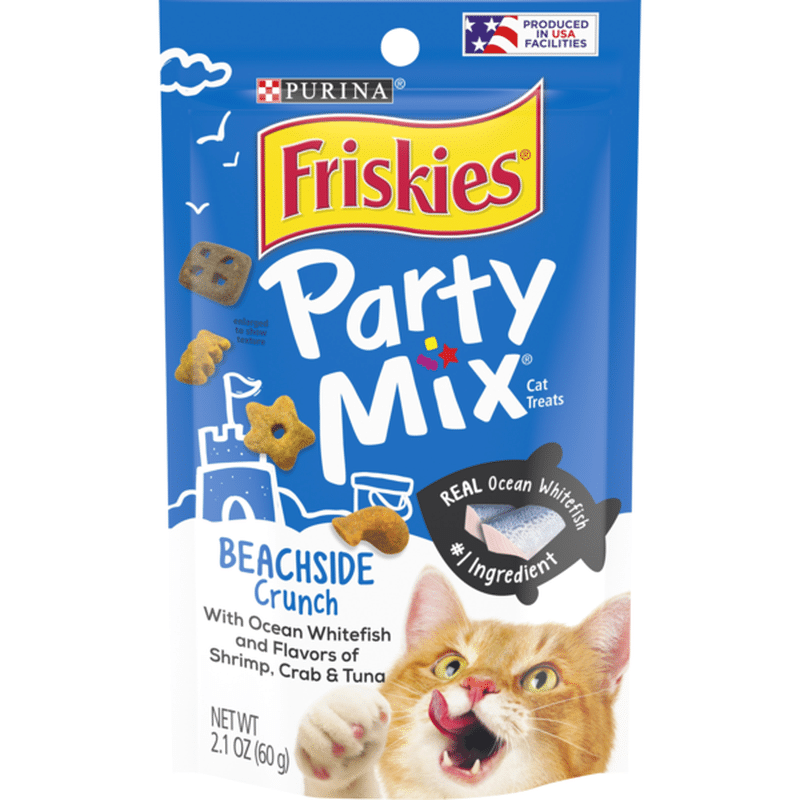 Friskies Made in USA Facilities Cat Treats, Party Mix Beachside Crunch