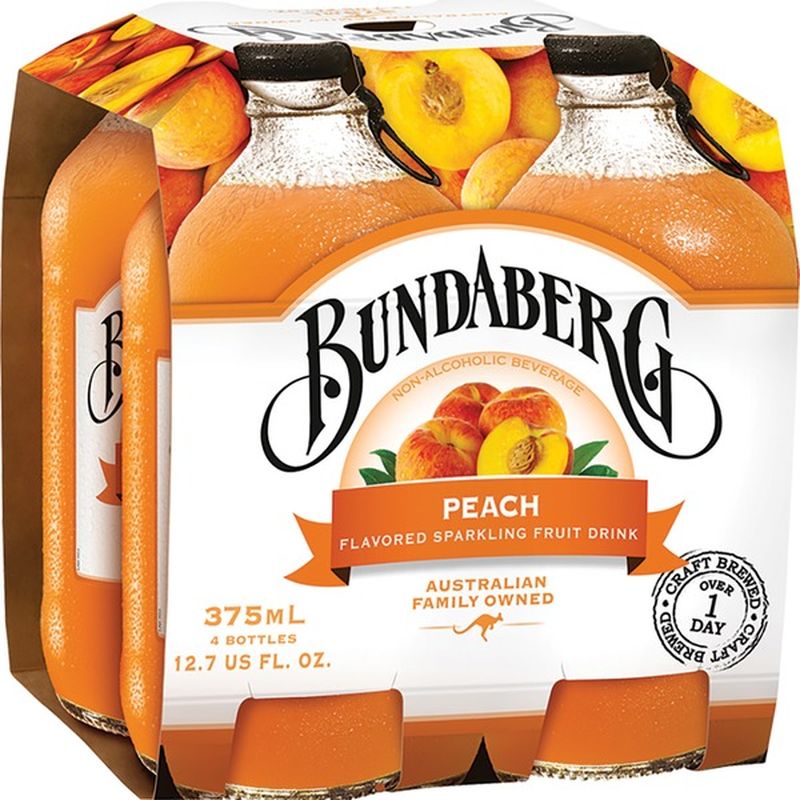 Bundaberg Sparkling Fruit Drink, Peach Flavored (4 each) - Instacart