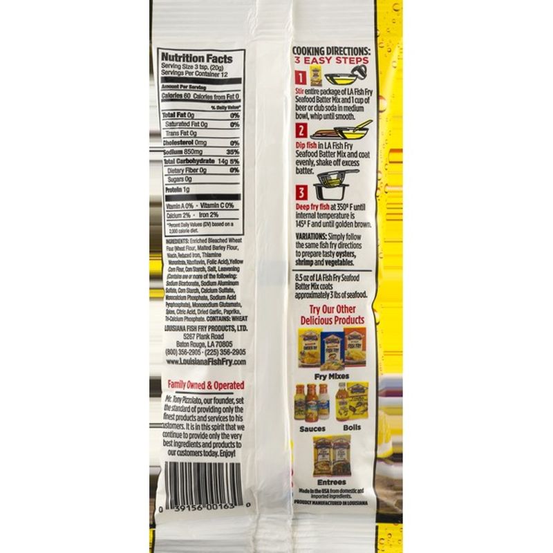 Louisiana Fish Fry Products Seafood Batter Mix Seasoned Beer Batter (8.