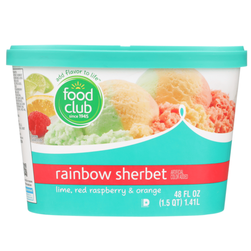 Food Club Rainbow Lime, Red Raspberry & Orange Sherbet (48 fl oz ...