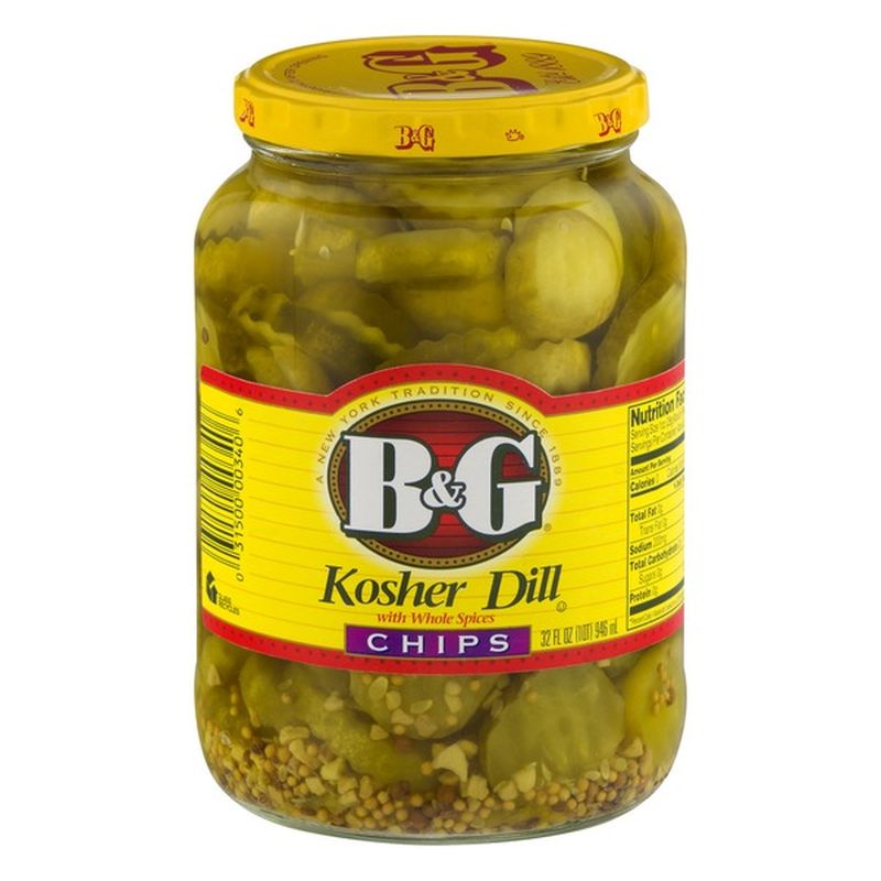 B&g Kosher Dill Chips With Whole Spices Pickles (32 Oz) - Instacart