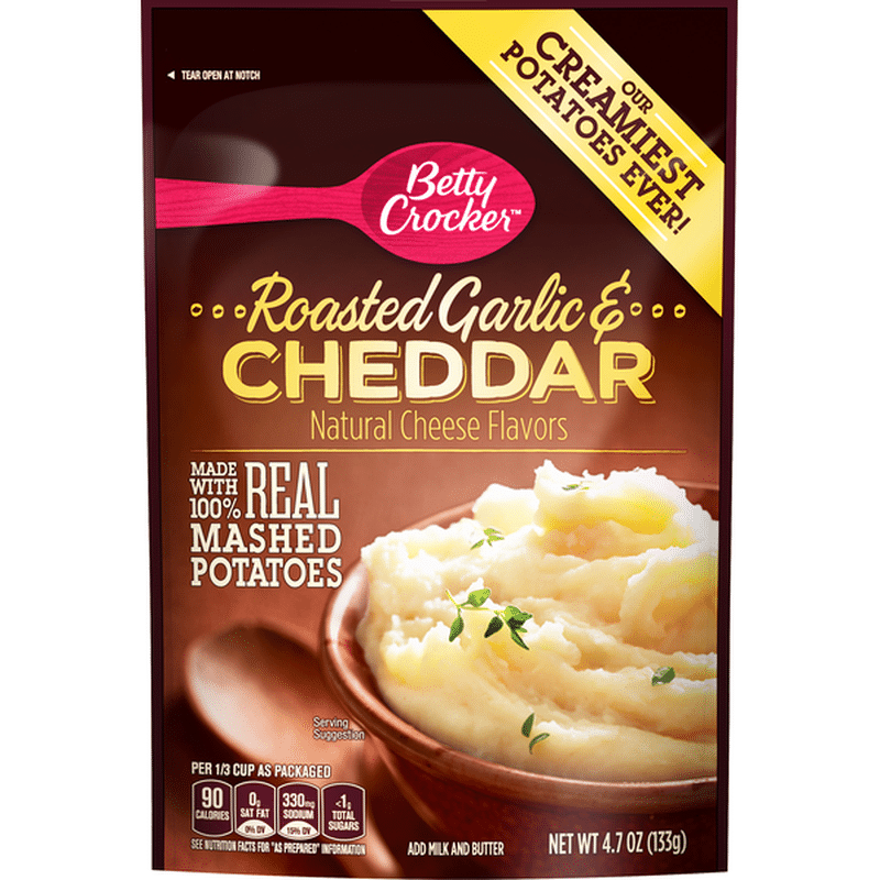 Betty Crocker Mashed Potatoes, Roasted Garlic & Cheddar (4.7 oz ...