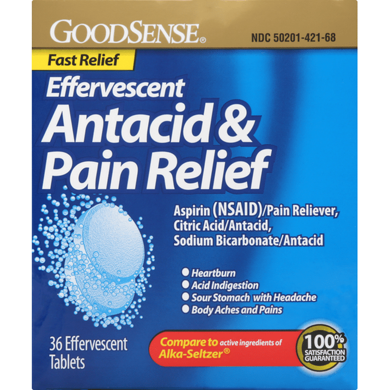 GoodSense Antacid & Pain Relief, Fast Relief, Effervescent Tablets (36