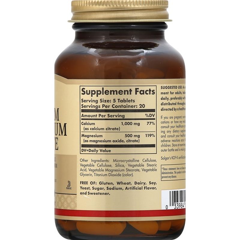 Solgar Calcium Magnesium Citrate, Tablets (100 each) from Sprouts