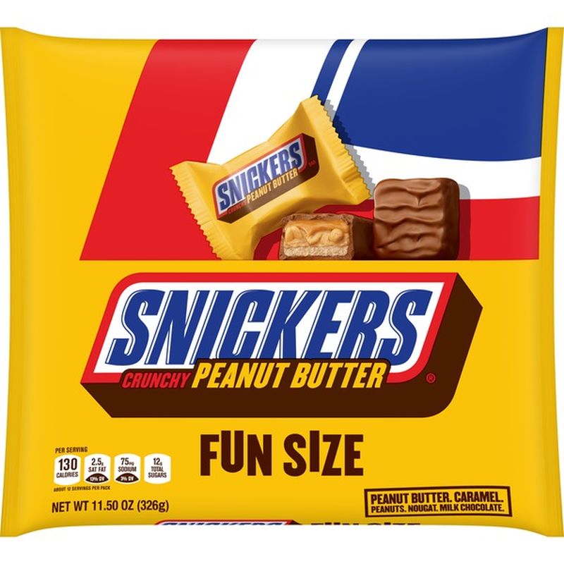 Snickers Crunchy Peanut Butter Chocolate Fun Size Squares 11 5 Oz Instacart