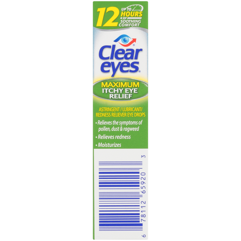 Clear Eyes Maximum Itchy Eye Relief Astringent Lubricant Redness 