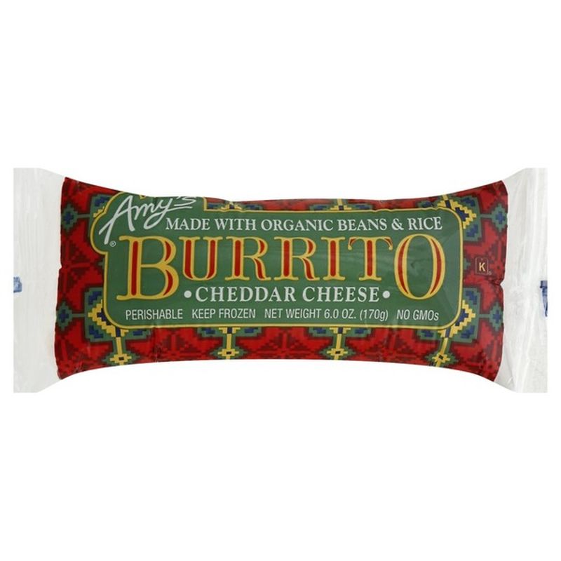 Amy's Amy’s Frozen Cheddar Cheese, Bean & Rice Burrito, NonGMO, 6 oz