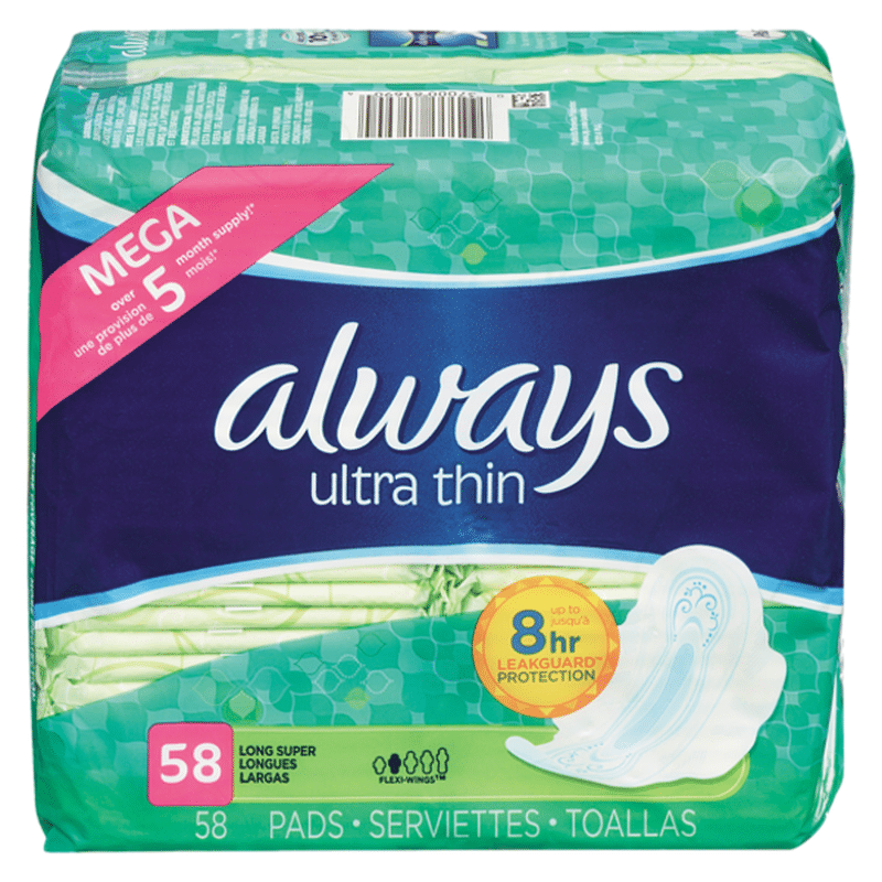 Always Maxi Extra Heavy Overnight Pads With Wings Unscented (58 ct) Instacart
