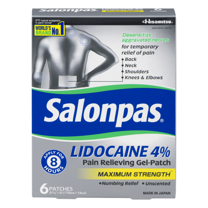Salonpas Pain Relieving GelPatch Lidocaine 4 (6 ct) Instacart
