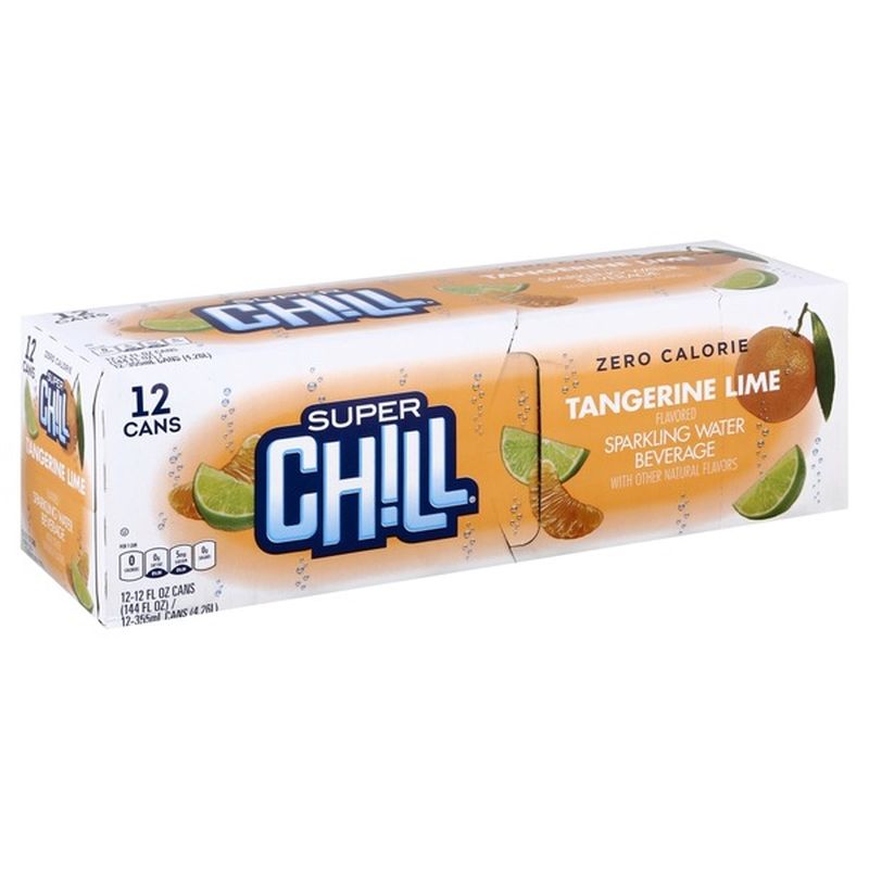 Super Chill Sparkling Water Beverage, Zero Calorie, Tangerine Lime