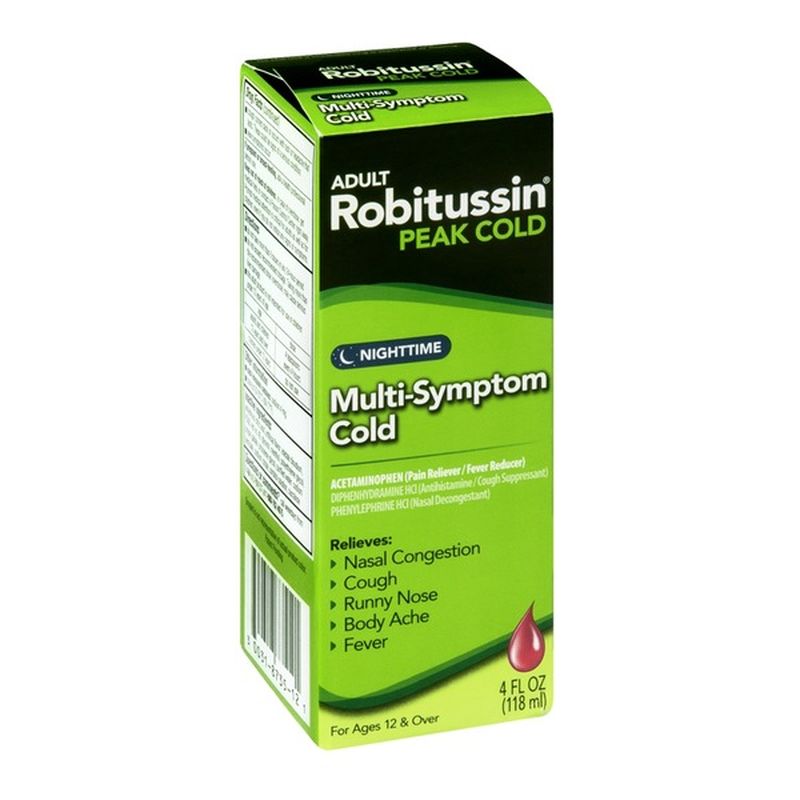 Robitussin Peak Cold Adult Multi-Symptom Cold Nighttime Liquid (4 fl oz ...