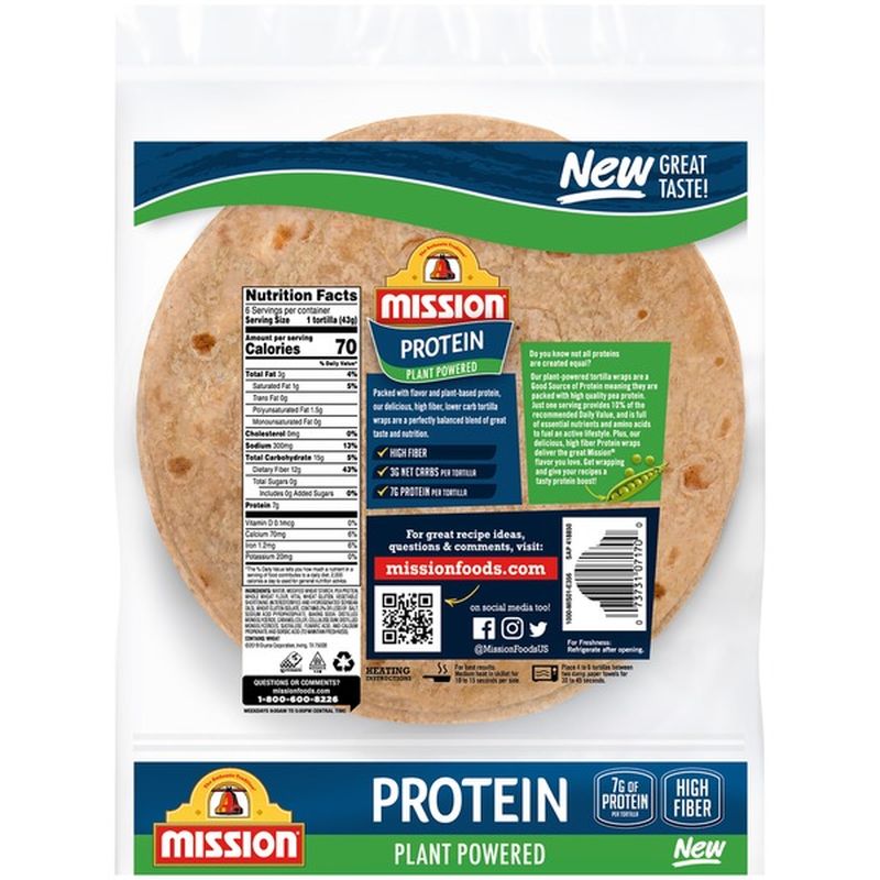 Mission Protein Plant Powered Tortilla Wraps (6 ct) Delivery or Pickup ...