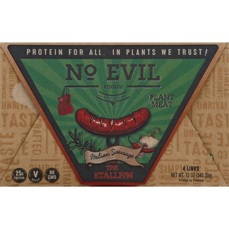 No Evil Foods Plant Meat, Italian Sausage, The Stallion, 4