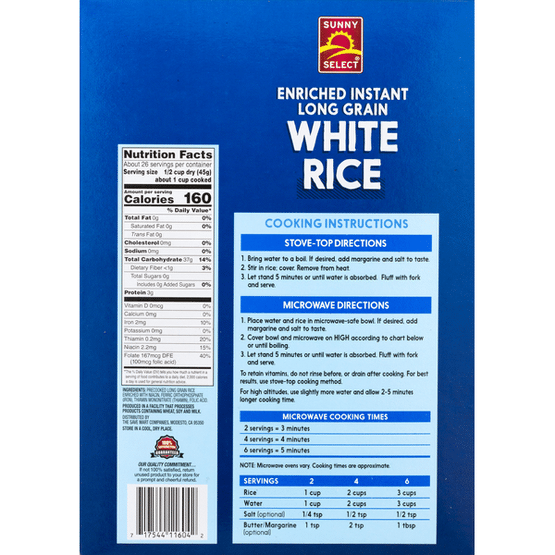 Sunny Select White Rice, Long Grain, Enriched, Instant (42 oz) Instacart