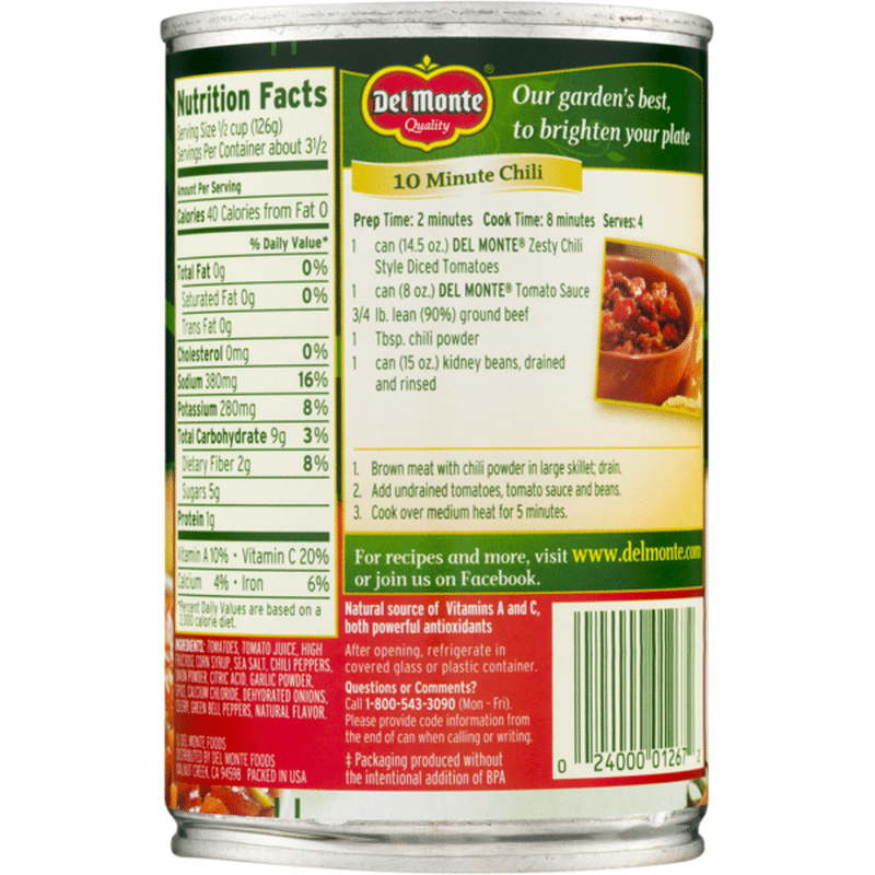 Del Monte Diced Tomatos Zesty Chili Style (14.5 oz) from Giant Food