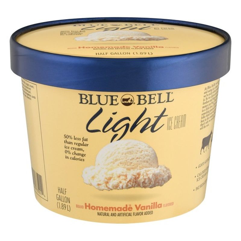 Blue Bell Ice Cream, Light, Homemade Vanilla Flavored (0.5 gal) - Instacart