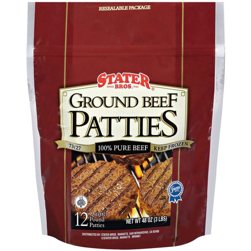 Stater Bros 73% Lean / 27% Fat Ground Beef Patties (4 oz) from Stater ...