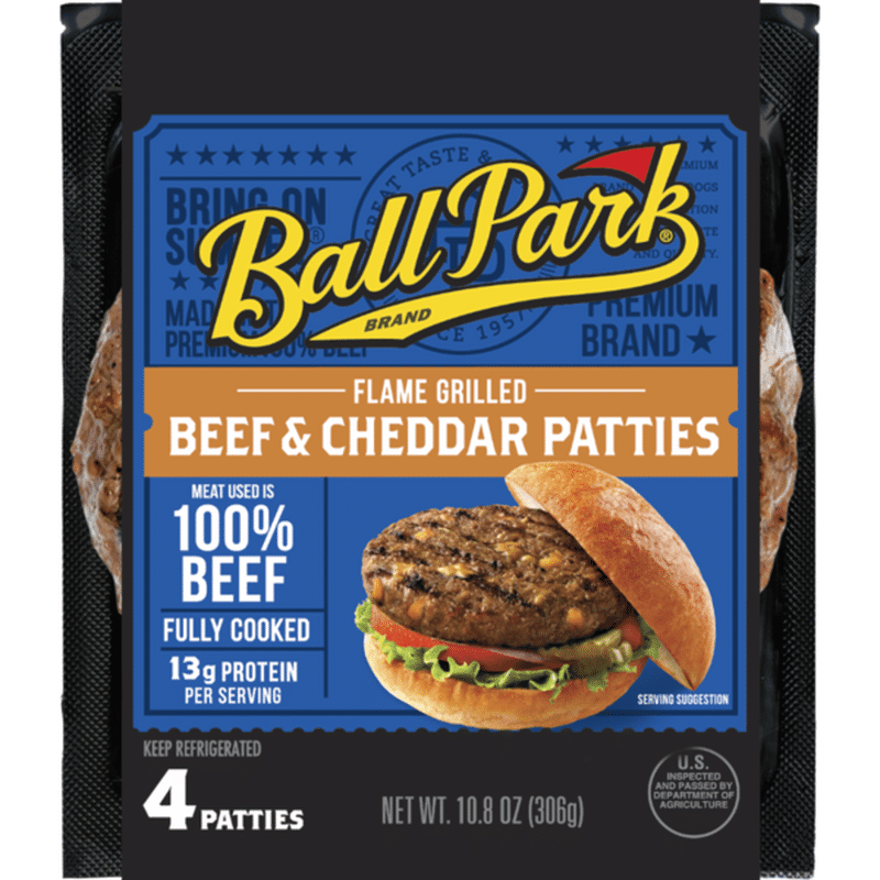 Ball Park Flame Grilled Beef & Cheddar Patties (10.8 oz) from Kroger