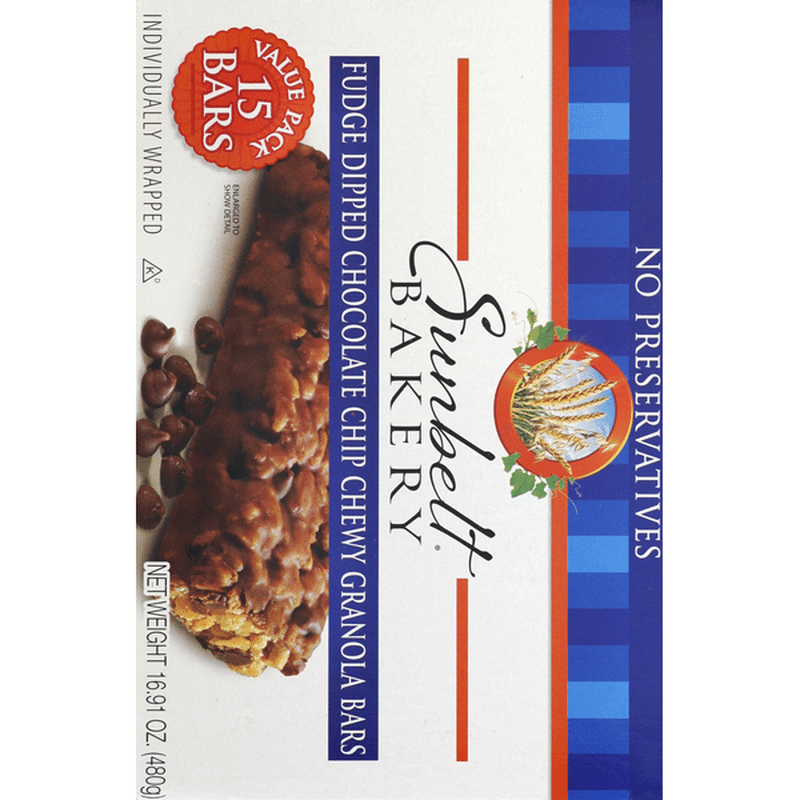 Sunbelt Bakery Granola Bars, Chewy, Fudge Dipped Chocolate Chip, Value ...