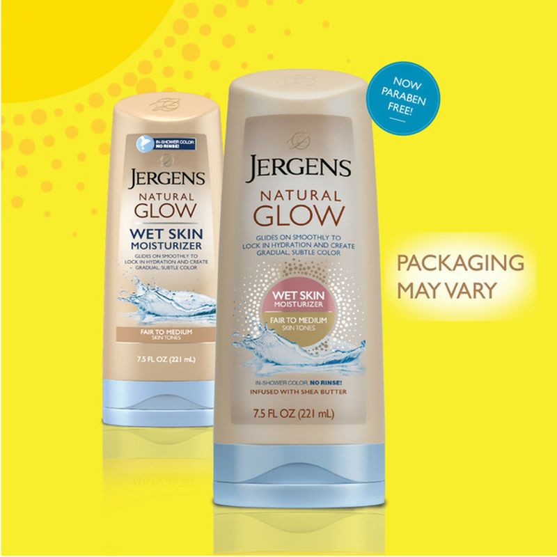 JERGENS Wet Skin Inshower Self Tanner Body Lotion, Fair/Medium Tone
