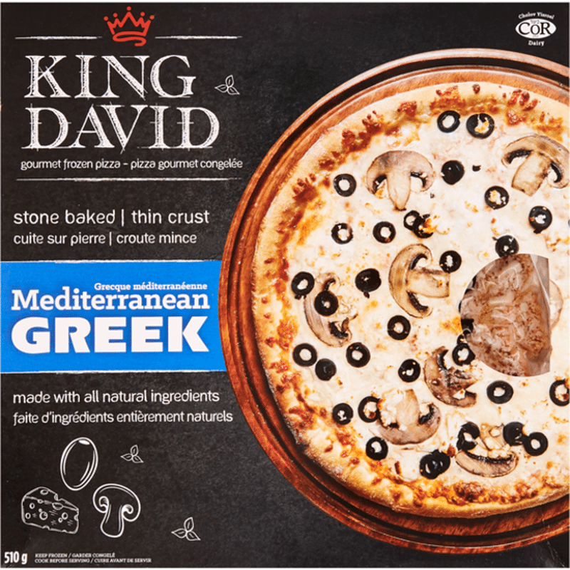 King David Gourmet Mediterranean Greek Frozen Thin Crust Pizza