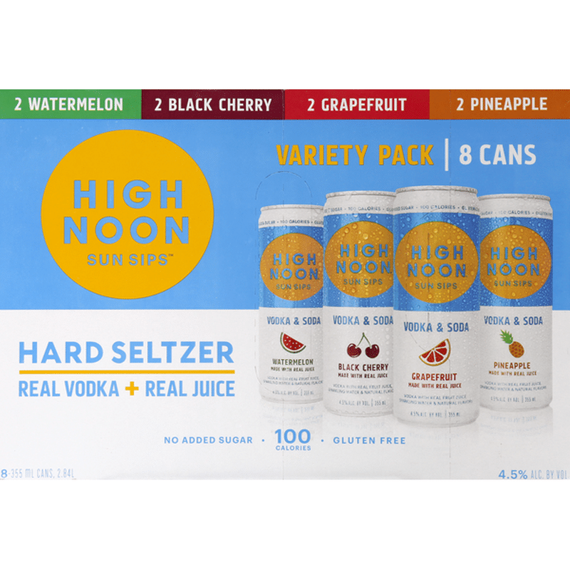 High Noon Vodka Hard Seltzer Mixed 8 Pack Single Serve Cans (355 ml