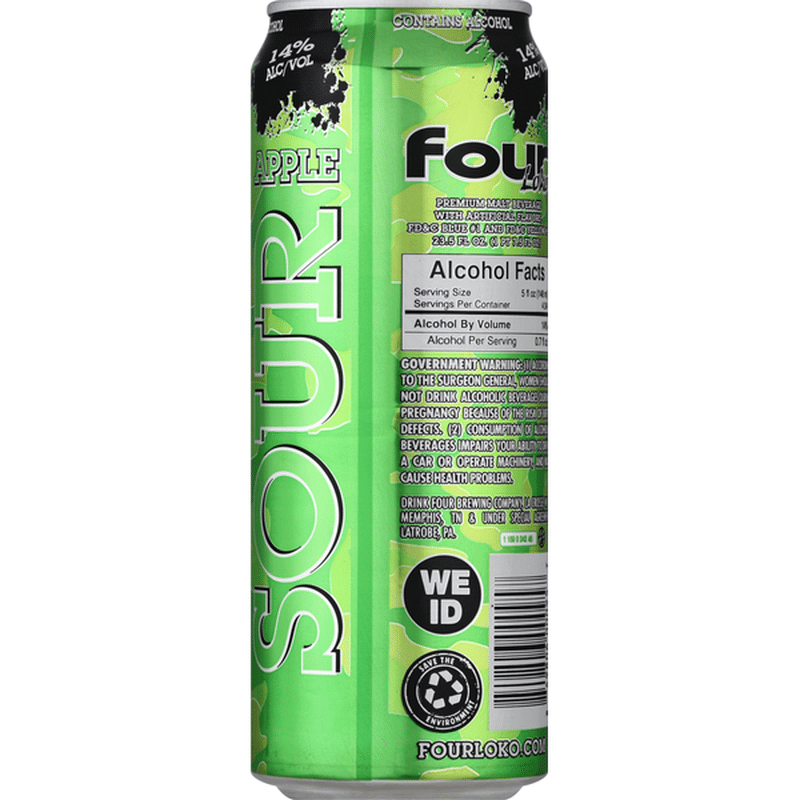 Four Loko Malt Beverage, Premium, Apple Sour (23.5 Fl Oz) - Instacart