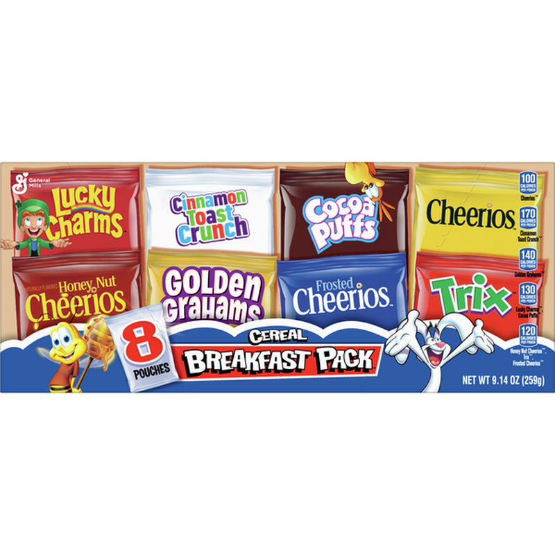 General Mills Multiple Brands Breakfast Pack Cereal Multi-Pack With 8 ...