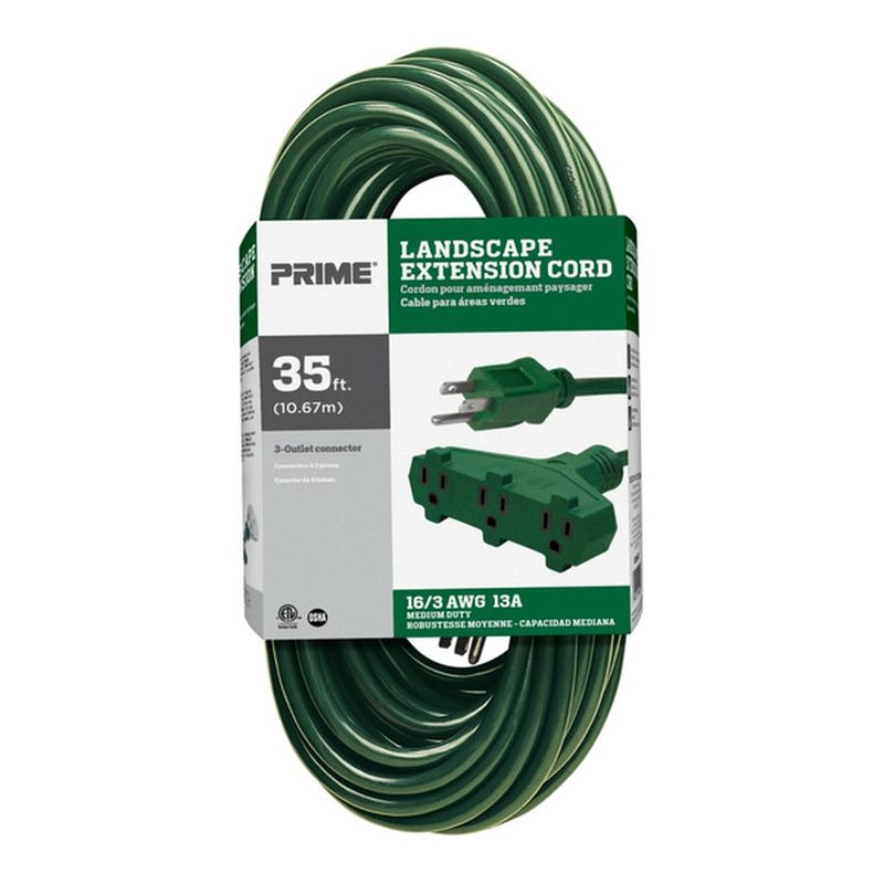 Prime Wire & Cable Sjtw 16/3 35' Lawn & Garden Triple Tap Outdoor Extension Cord