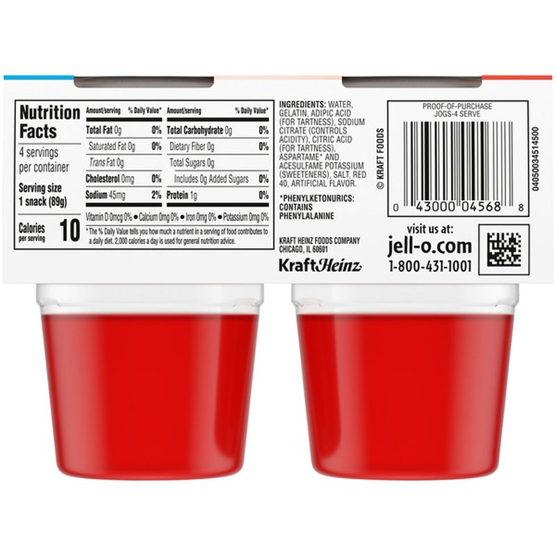 JellO Strawberry Sugar Free ReadytoEat Jello Cups Gelatin Snack (3.