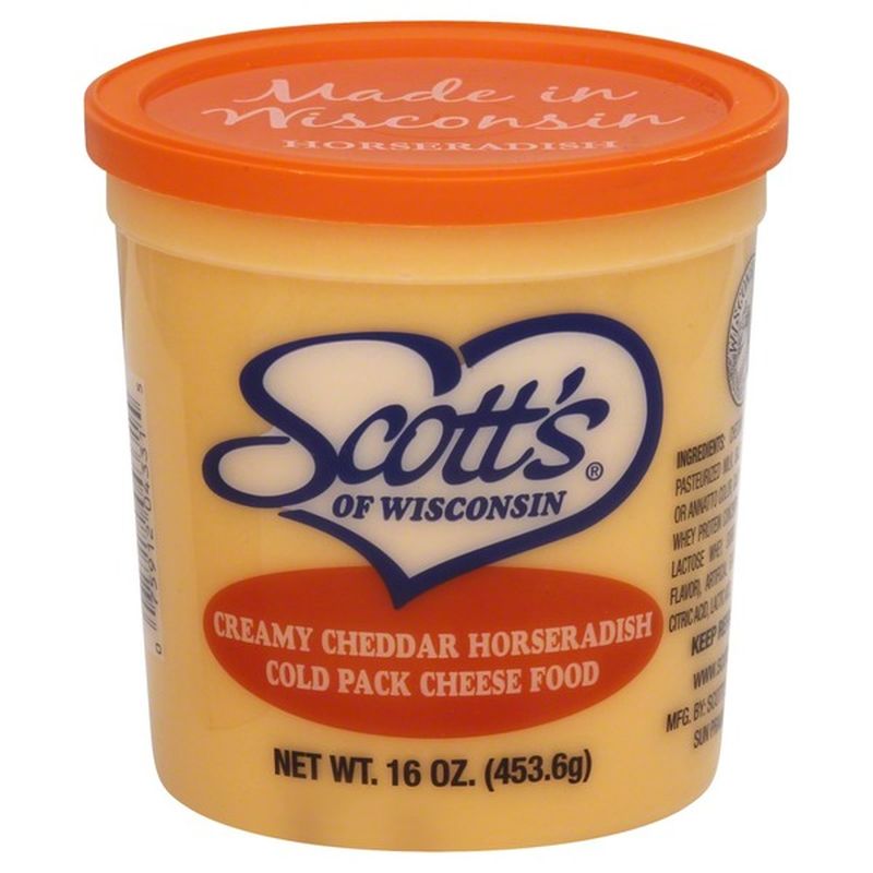 Scotts Of Wisconsin Cheese Food, Creamy Cheddar Horseradish, Cold Pack