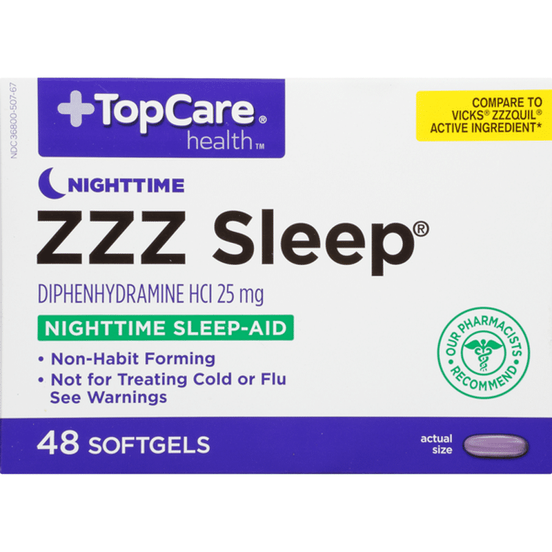 TopCare Zzz Sleep, Diphenhydramine Hcl 25 Mg Nighttime SleepAid