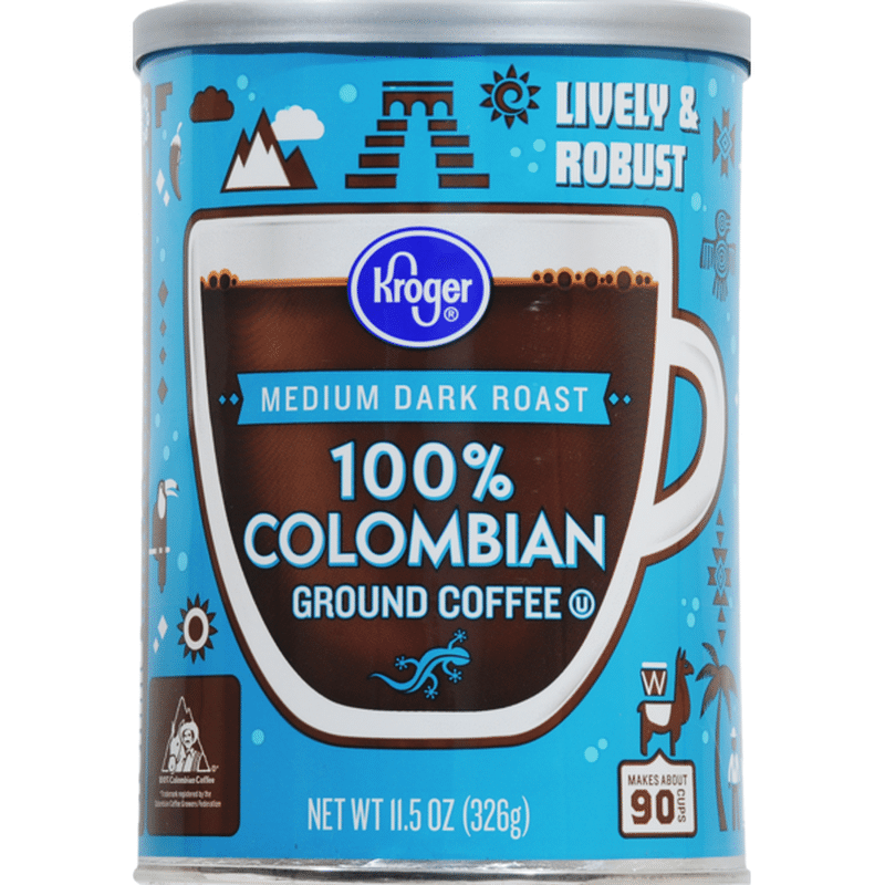 Kroger 100 Colombian Ground Coffee, Medium Dark Roast (11.5 oz) from