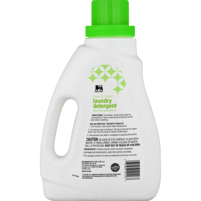 Food Lion Laundry Detergent, Free & Clear, Jug (50 fl oz) from Food
