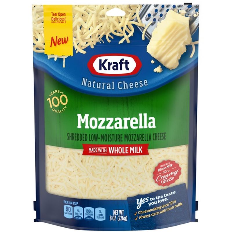 Kraft Mozzarella Shredded Cheese with Whole Milk (8 oz) Instacart