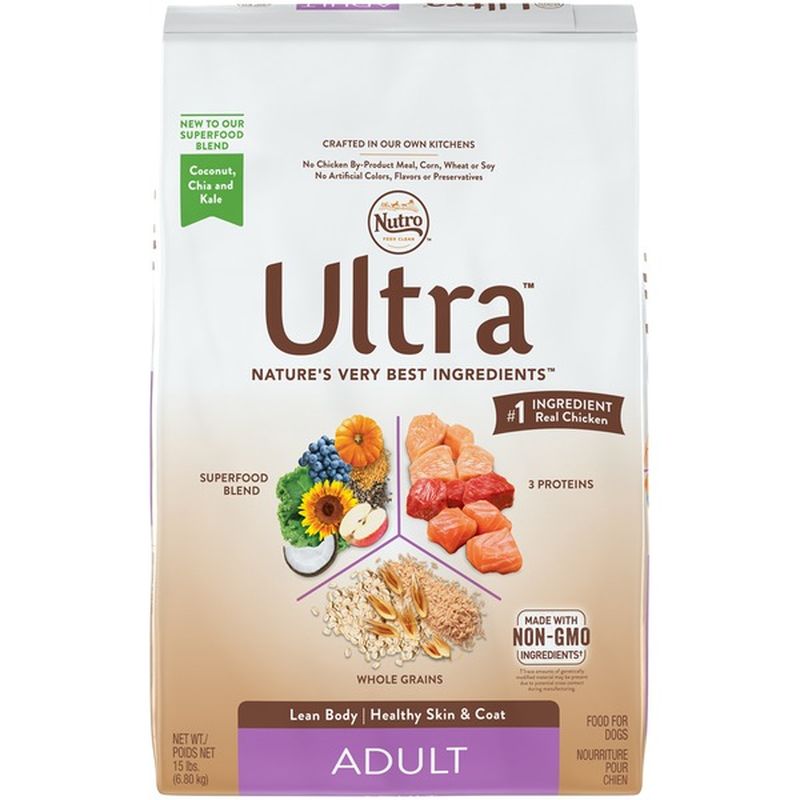 nutro ultra dry dog food with a trio of proteins from chicken