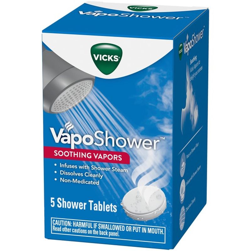 V VapoShower Aromatherapy Shower Bomb, Soothing Vicks Vapor Steam (5 ct