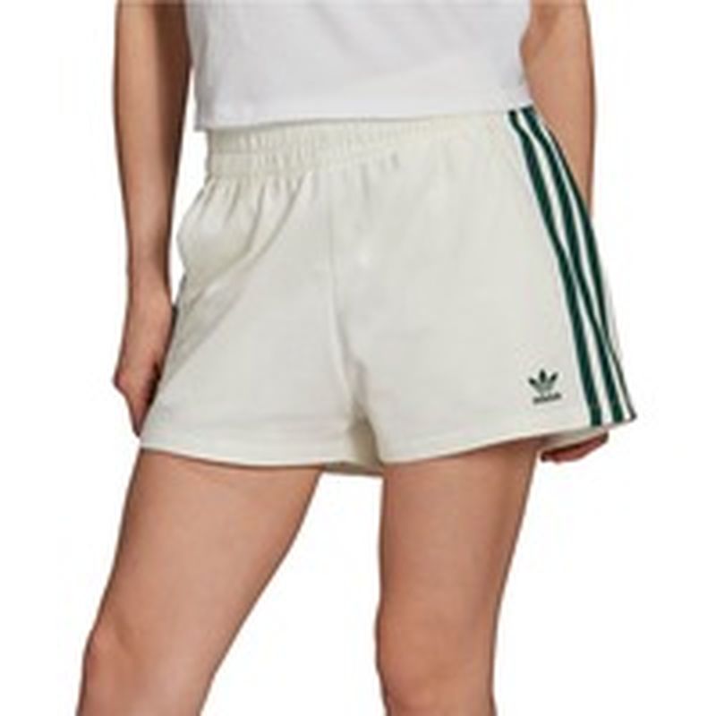 white adidas shorts with green stripes