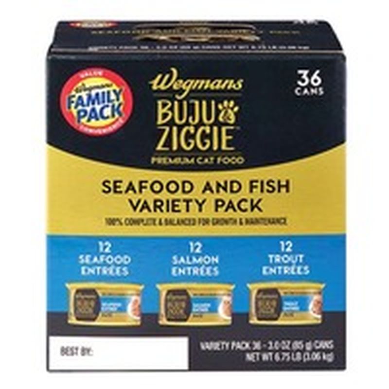 Wegmans Buju & Ziggie Premium Cat Food Seafood and Fish Variety Pack, FAMILY PACK