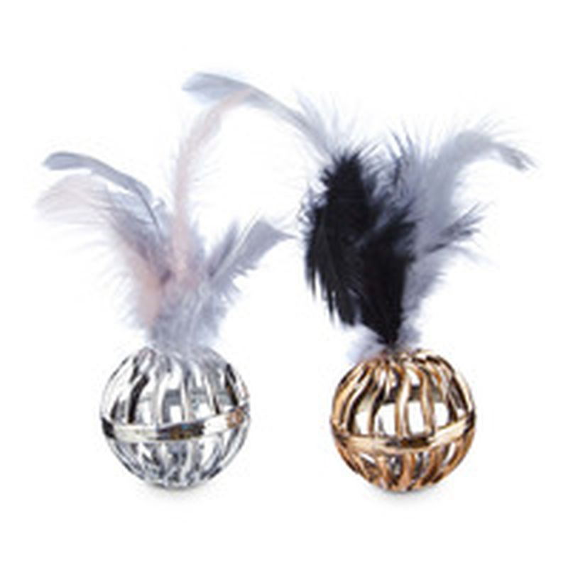 Leaps & Bounds Ball With Feather Cat Toy