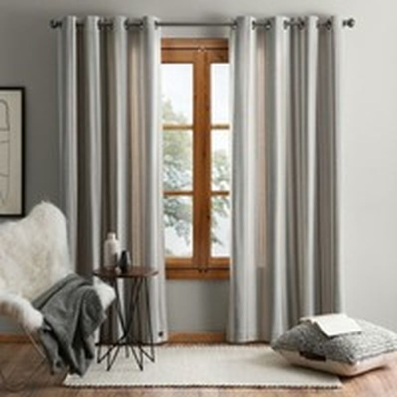 UGG Lunar Stripe 84" Grommet Window Curtain Panel in Snow & Seal (each