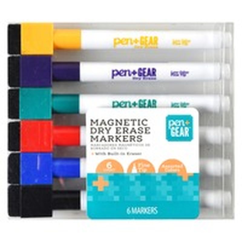 Pen Gear Magnetic Dry Erase Markers With Built In Eraser 6 Ct Instacart