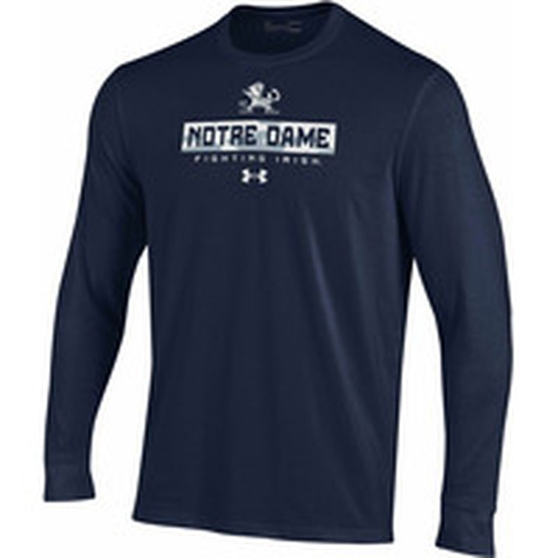 Under Armour Men S Notre Dame Fighting Irish Performance Cotton Long Sleeve T Shirt Navy Xl Xl Extra Large Instacart