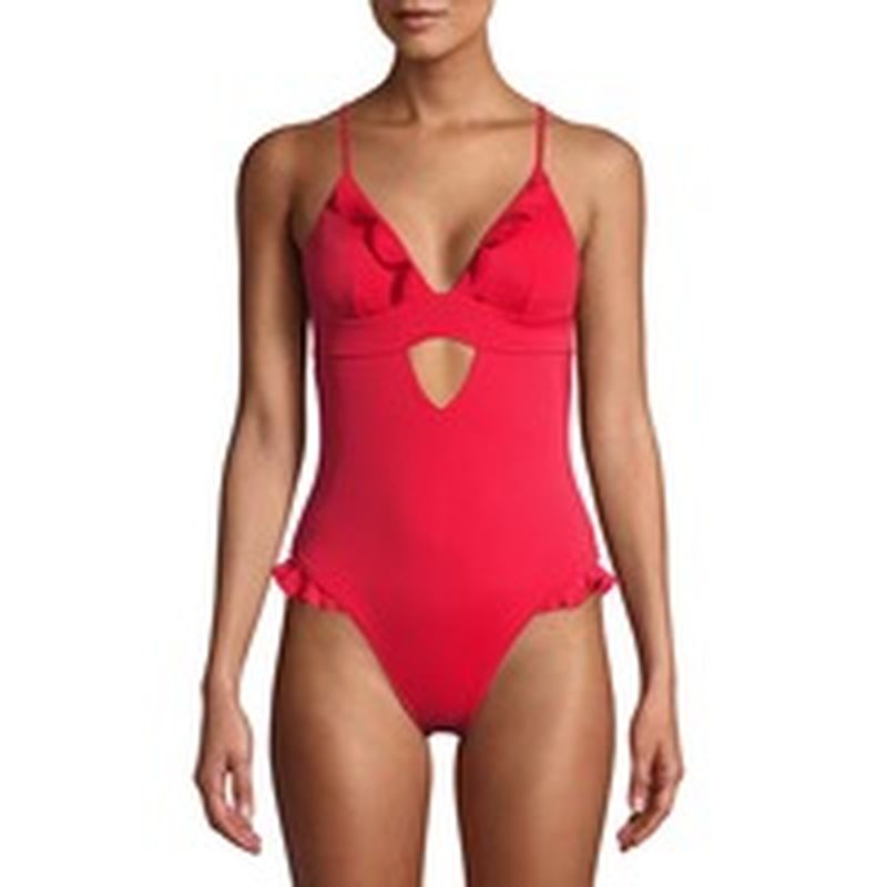 No Boundaries Juniors Red Ribbed One Piece Swimsuit Each Instacart