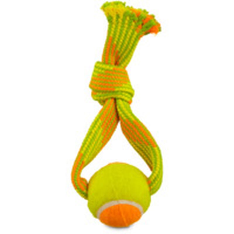 Leaps & Bounds Tennis Ball With Crackle Rope Dog Toy