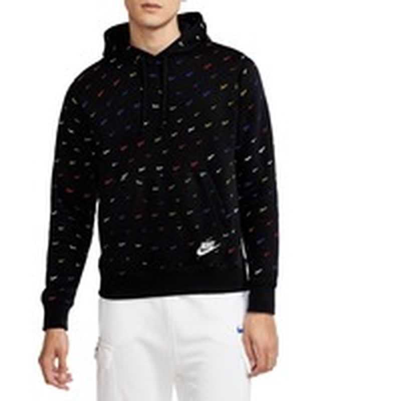 Nike men's sportswear club fleece swoosh allover print pullover hoodie Clearance