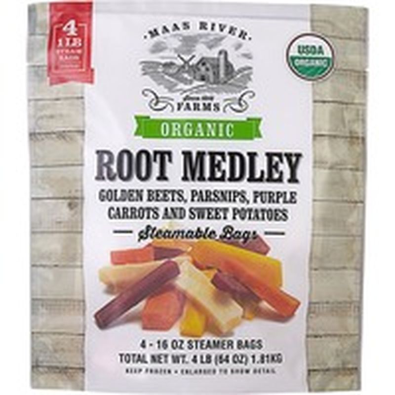 Maas River GOLDEN BEETS, PARSNIPS, PURPLE CARROTS AND SWEET POTATOES ROOT MEDLEY Steamable Bags